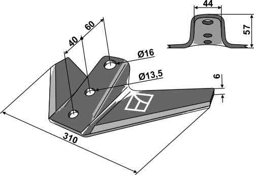 Sweep share fitting for Kverneland KK301123R Sweep share fitting for Kverneland KK301123R