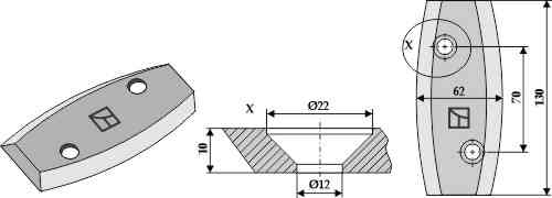 Food mixer knives, left fitting for Logifeed & R.M.H. 553042100