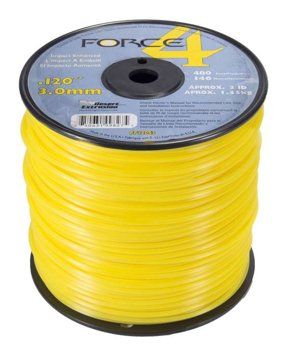 Trimmer line force 4™ shaped yellow .120" / 3.0mm