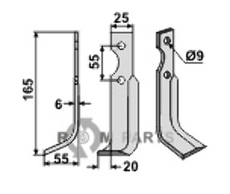 Blade, left model fitting for Agria 69725