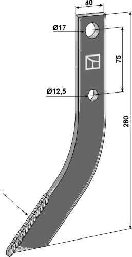 Row cutter hook fitting for AMAC 70.01.10.02