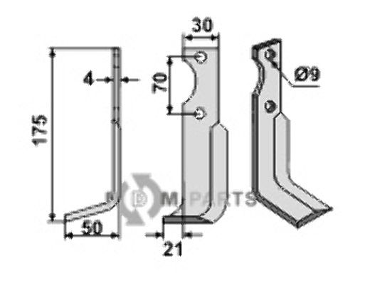 Blade, left model fitting for Agria NH17548
