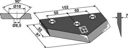 Center knive fitting for Agrostroj 5002426