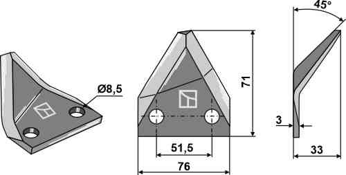 Voermengwagenmes, rechts