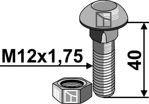 Bolt with nut - M12x1,75x40 - 10.9