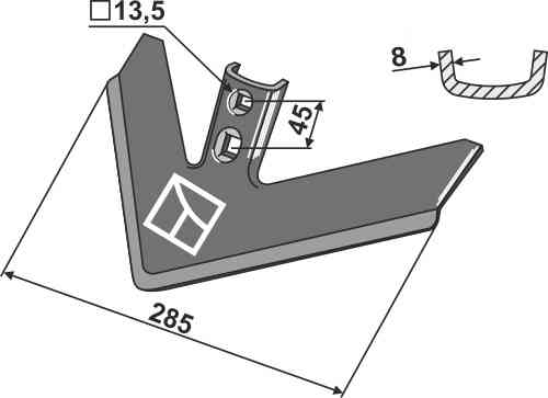 Sweep 285mm fitting for Maschio / Gaspardo F20120154