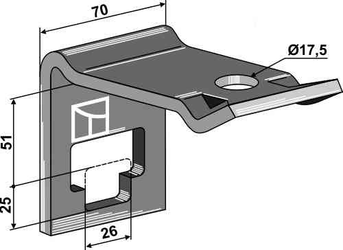 Clamp for  tine 25 x 25