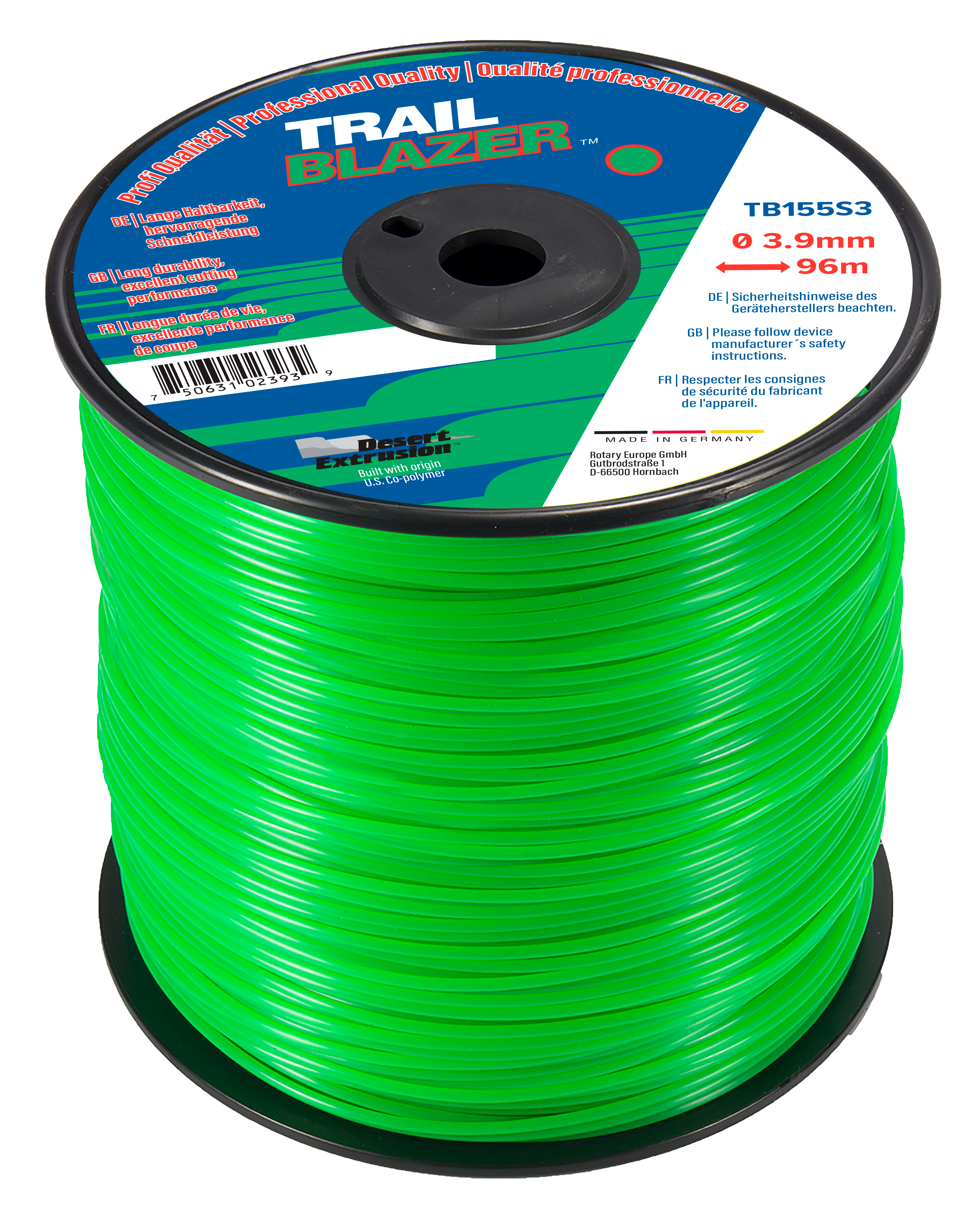 Trimmer line trailblazer™ round green .155" / 3.9mm