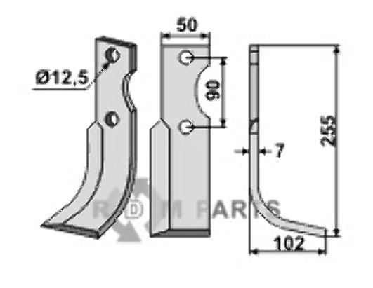 Blade, right model fitting for Bertolini 012031