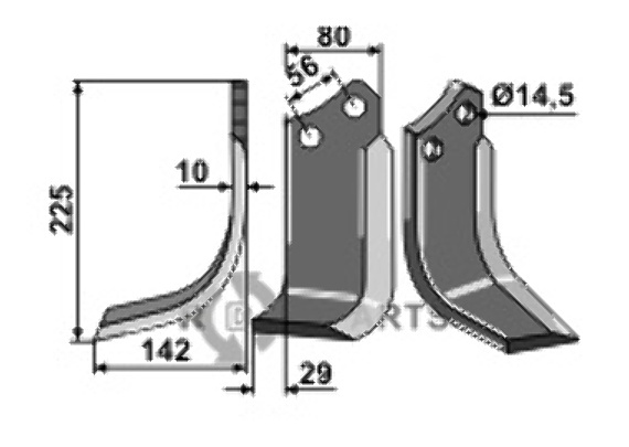 Freesmes, linkse uitvoering passend voor Maschio / Gaspardo M74100436R Freesmes, linkse uitvoering passend voor Maschio / Gaspardo M74100436R