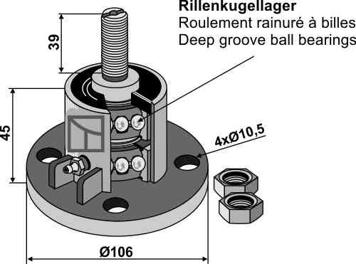 Lager met draad M20x1,5