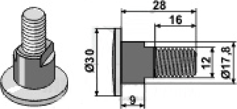 Klingenschraube - M12x1,75 - 12.9 geeignet für Kuhn 56115800