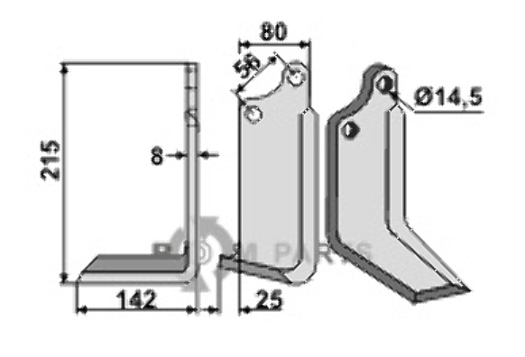 Blade, left model fitting for Maschio / Gaspardo 01110429