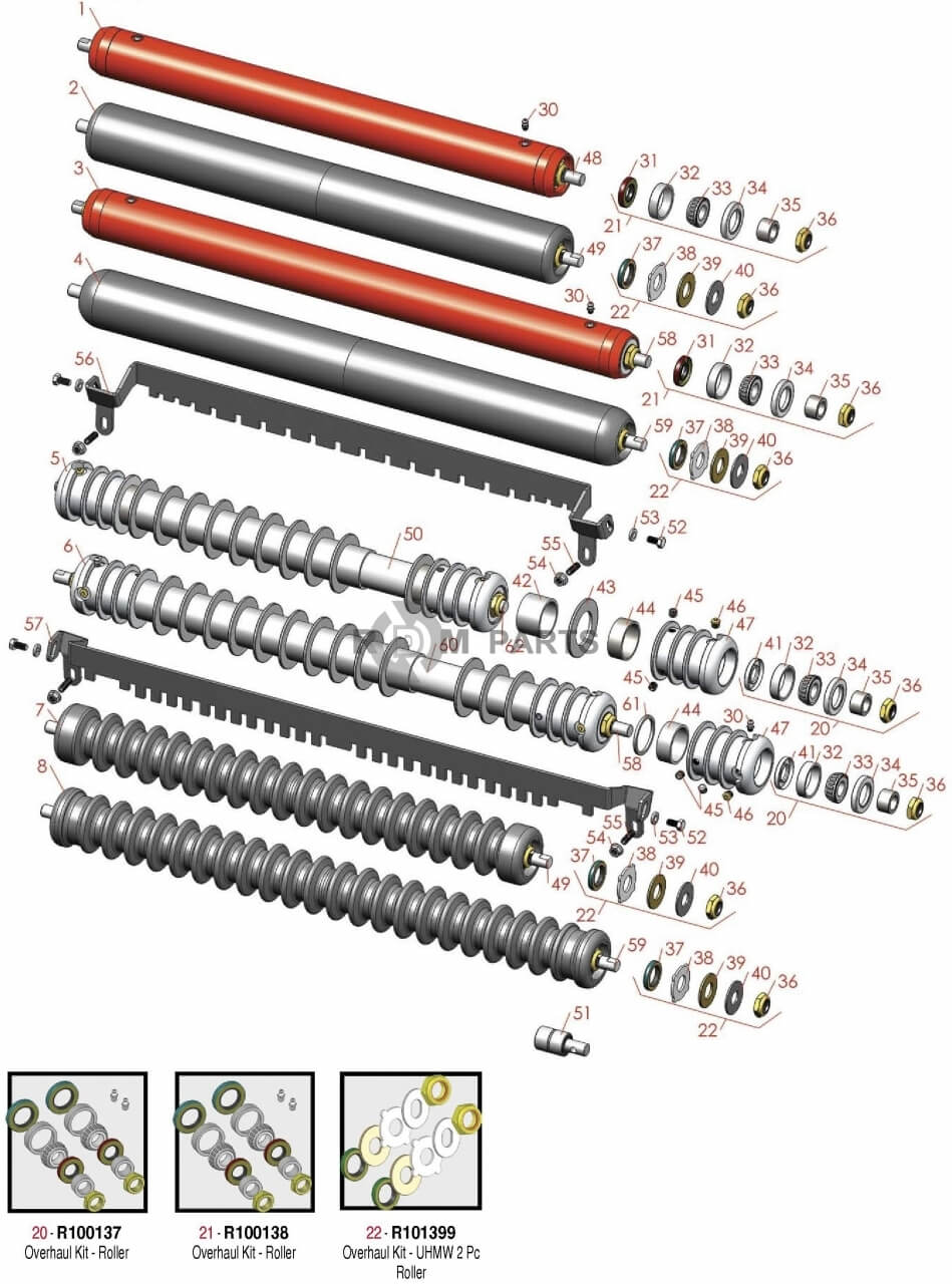 Replacement parts for Jacobsen Tri-King 1671D, 1684D & 1900D Rollers