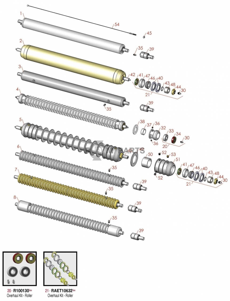 Replacement parts for John Deere 3235B & 3235C Rollers Medium Cutting Unit