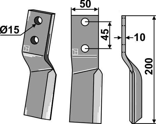 Rotary tine - right model fitting for Celli 422526