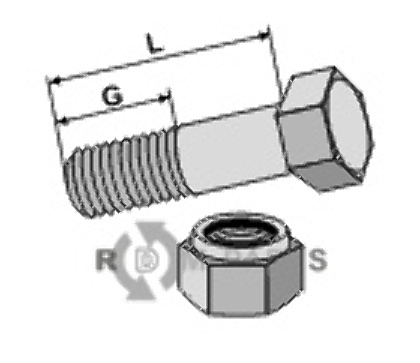 Schraube mit Sicherungsmutter - M10x1 - 10.9