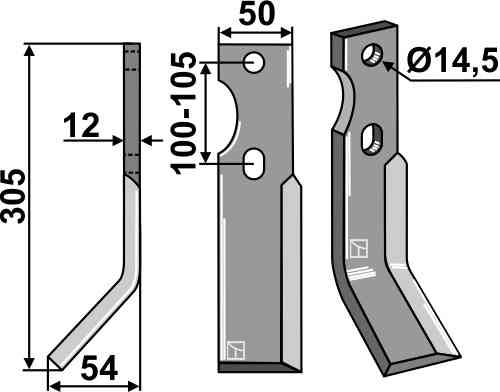 Rotary tine, left model simo-01l