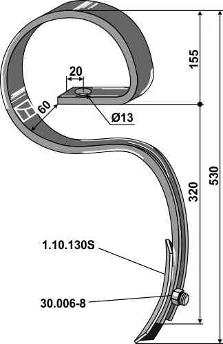 Harrow tine with share