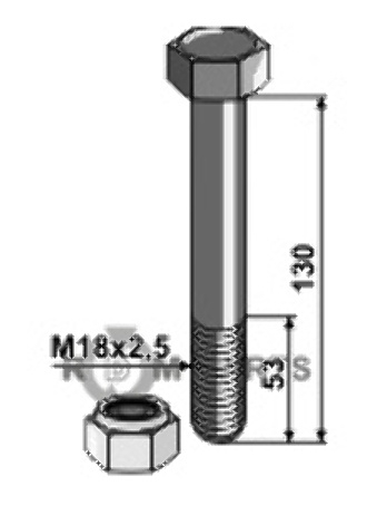 Schraube mit sicherungsmutter - m18x2,5 - 10.9 63-18130