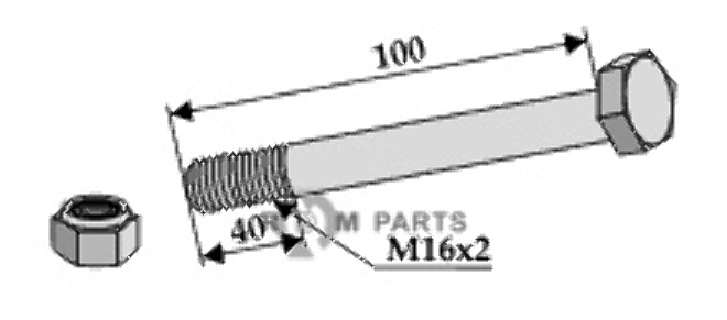 Bolt m16x2x100 - 10.9 m. låsemøtrik 63-16100