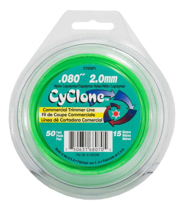 Trimmer line cyclone™ shaped green 50' loop .080" / 2.0mm