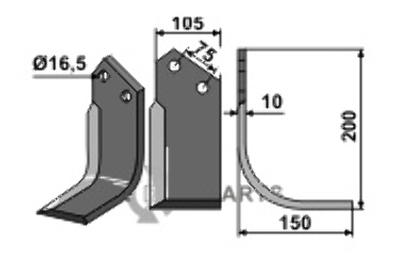 Fräsmesser, rechte Ausführung geeignet für Howard 109960 Fräsmesser, rechte Ausführung geeignet für Howard 109960