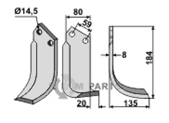 Blade, right model fitting for Tortella 2915D