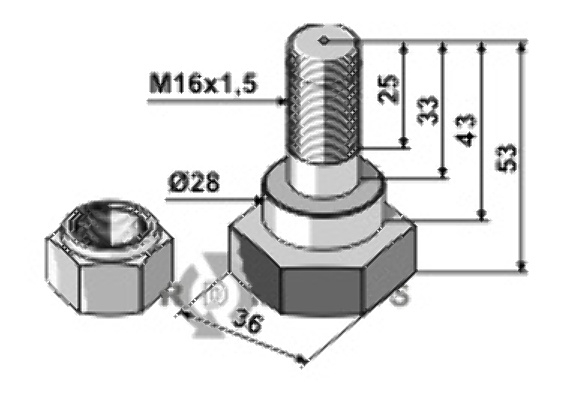 Knivbolt m16x1,5x53 - 10.9 63-fis-96