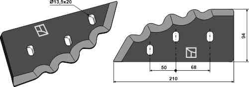 Food mixer knives - hard metal faced - left fitting for Sgariboldi CL-04.008
