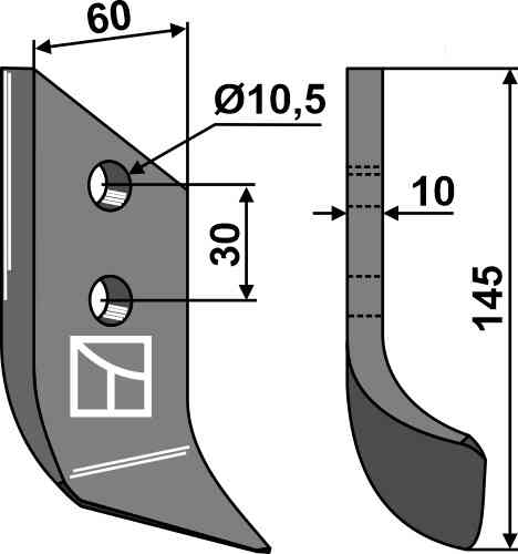 Messer für grabenfräse - rechts 633-sdo-13-r Messer für grabenfräse - rechts 633-sdo-13-r