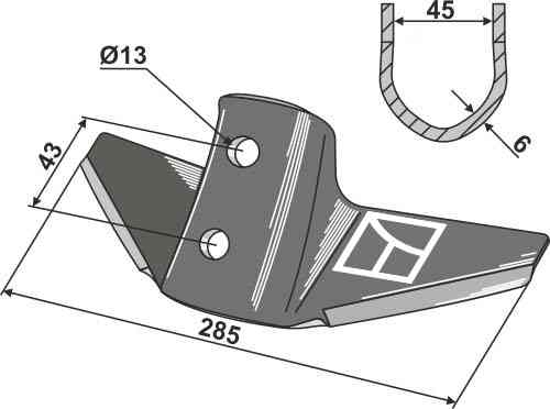 Stubble share for Kongskilde system fitting for Kongskilde 105000649