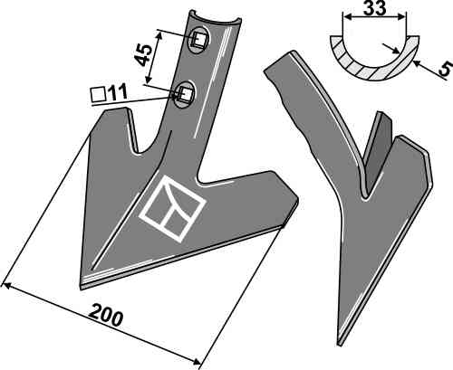 Sweep share fitting for Köckerling Allrounder 504032