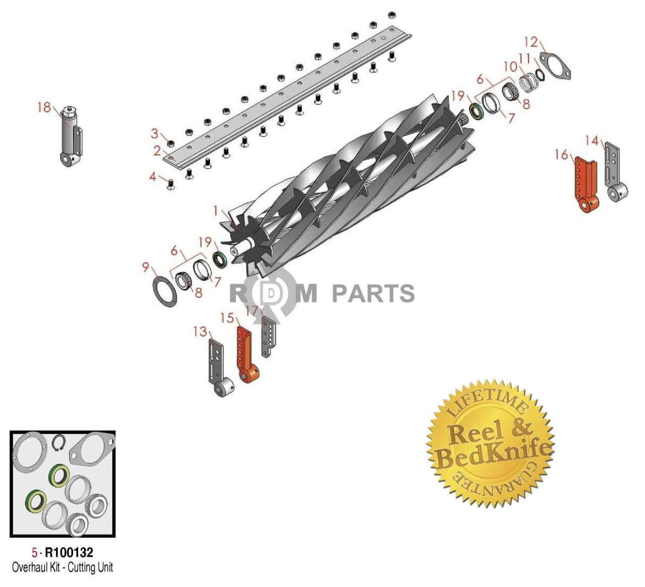 Replacement parts for Jacobsen Tri-King 1671D, 1684D & 1900D Reel & Bedknife