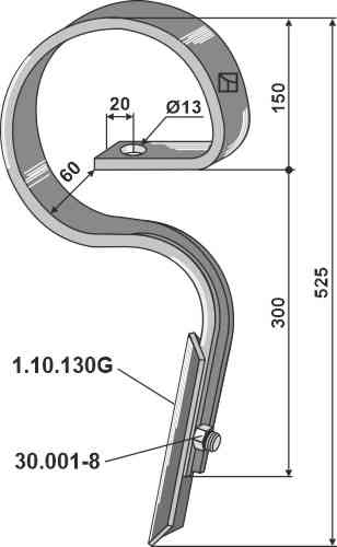Straight harrow tine fitting for Amazone / BBG 103555392
