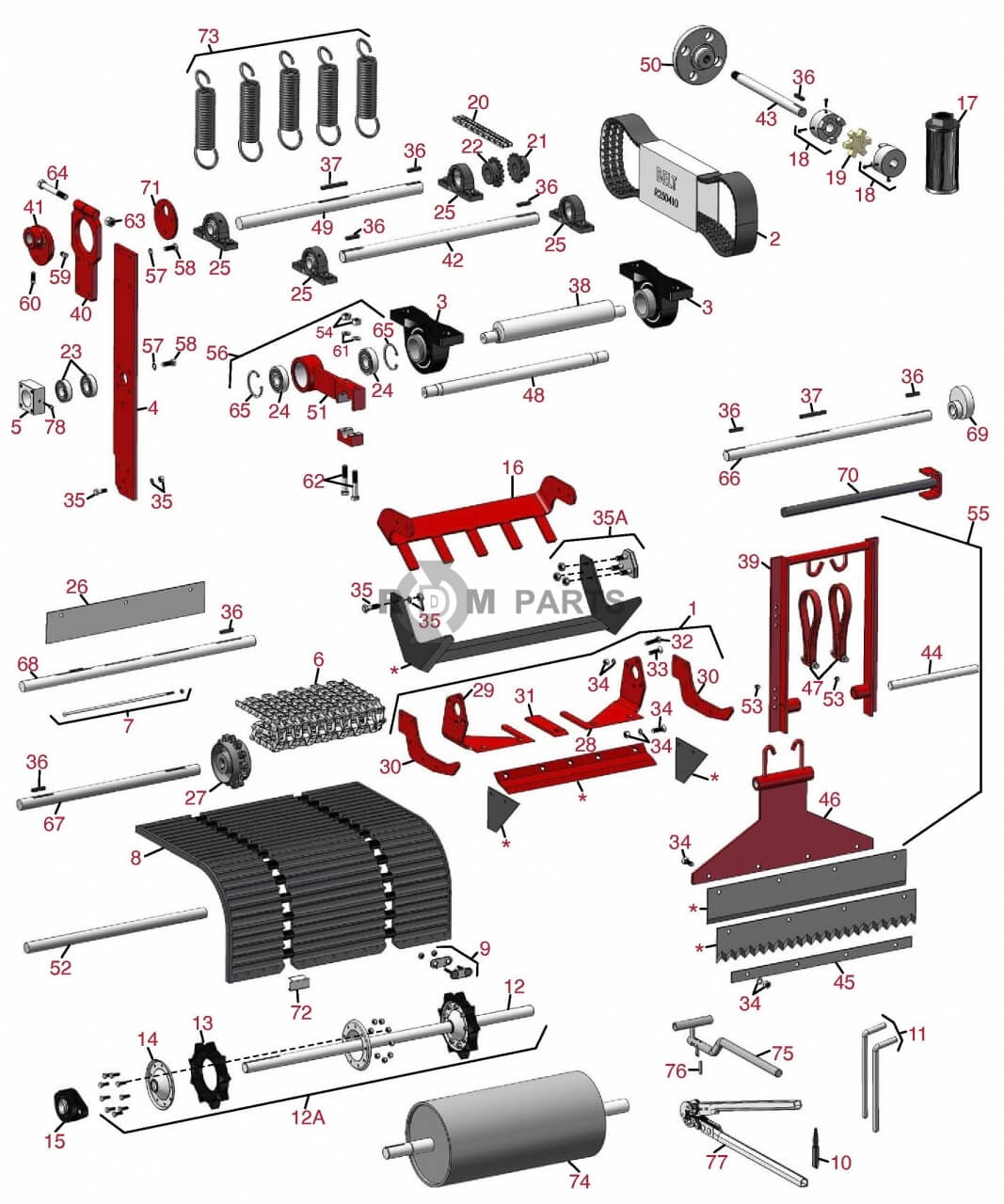 Replacement parts for Brouwer Sod Harvester