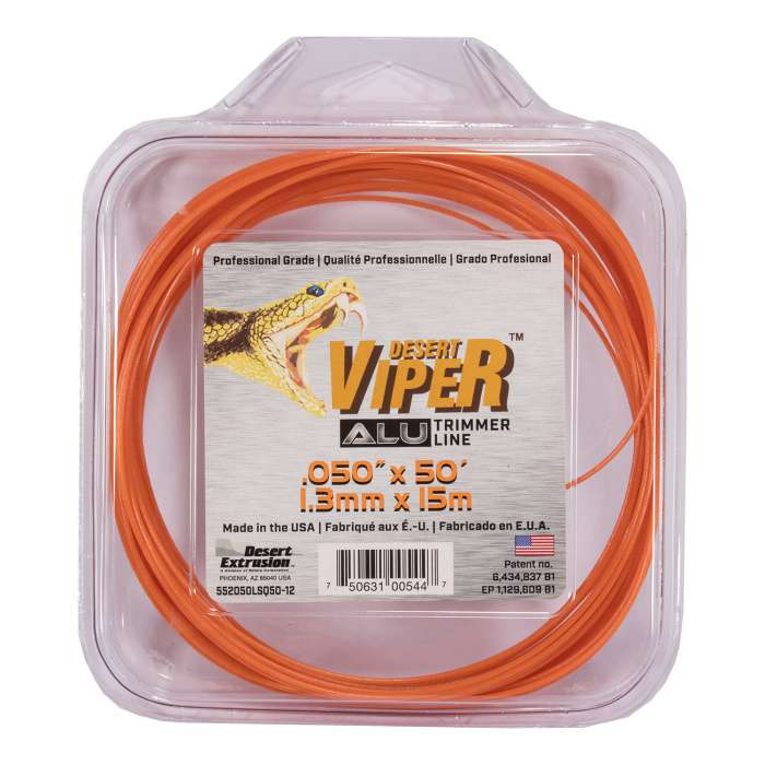 Trimmer line desert viper alu - large square orange .050" / 1,3 mm 50' / 15 m