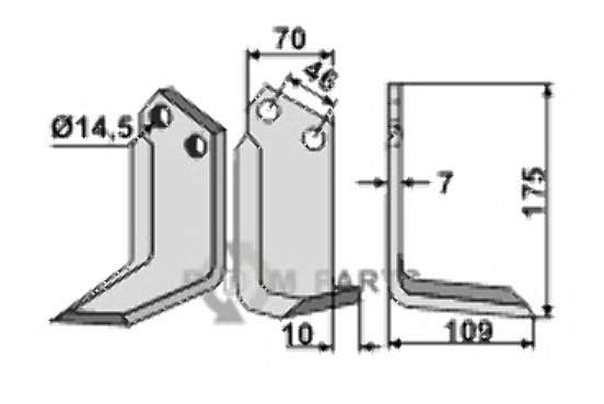 Blade, right model fitting for Sovema 900111009