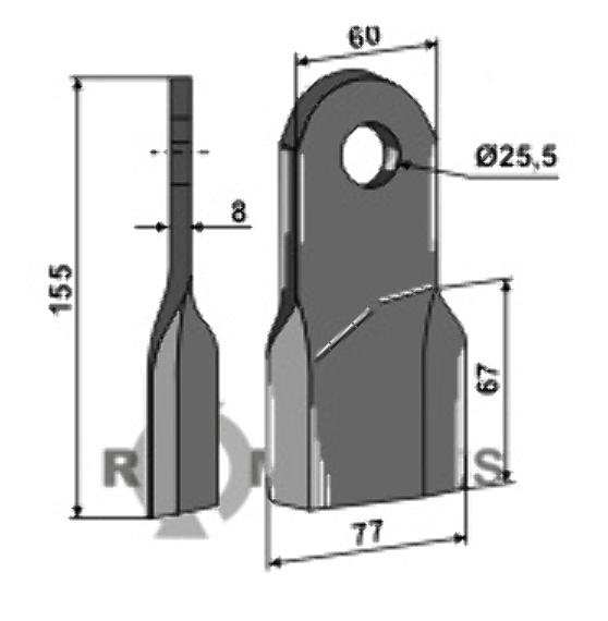 RDM Parts Schlegelmesser, rechts geeignet für Röll 650324