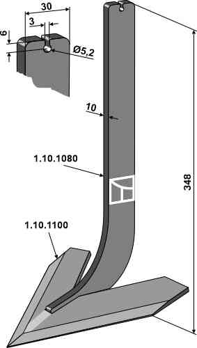 Tine with share 160mm fitting for Steketee 405616