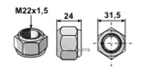 Cone-shaped nut - m22x1,5 - 8.8 rhmu-22