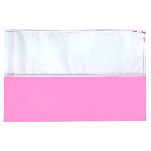 Horizontal stripe golf flag - white with pink