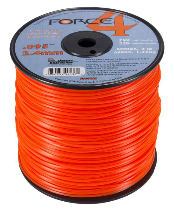 Trimmer line force 4™ shaped orange .095" / 2.4mm