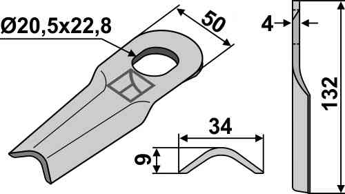 Rotary mower blade fitting for JF 1380-0013 / 1122330