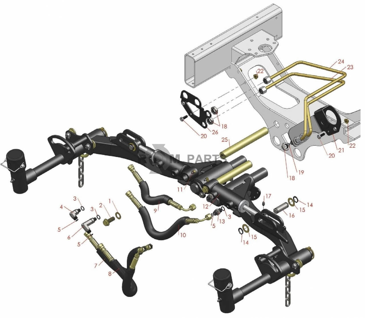 Replacement parts for RM 5210D 5410D 5510D & 5610D Hydraulic cyllinder assembly