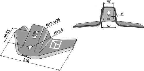 Sweep share fitting for Kverneland KK193617R Sweep share fitting for Kverneland KK193617R