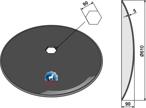 Plain discs for assembling on hexagon shafts