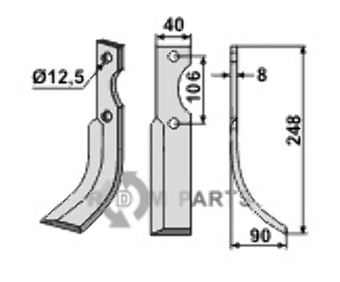 Blade, right model fitting for Maletti 1400 077 Blade, right model fitting for Maletti 1400 077