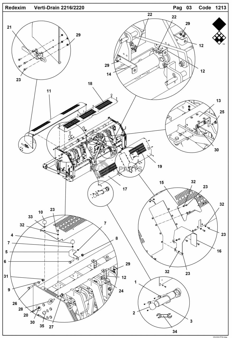 Replacement parts for VD2216-2220 Beschermkappen