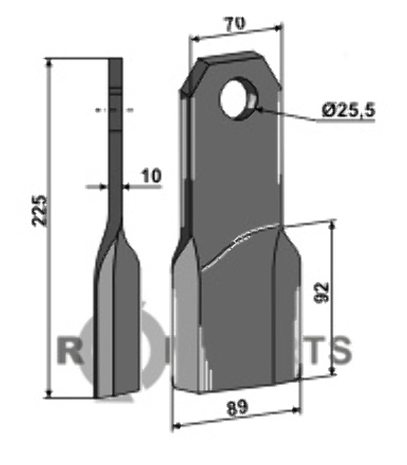 RDM Parts Comminution blade, right model fitting for Fehrenbach M225R